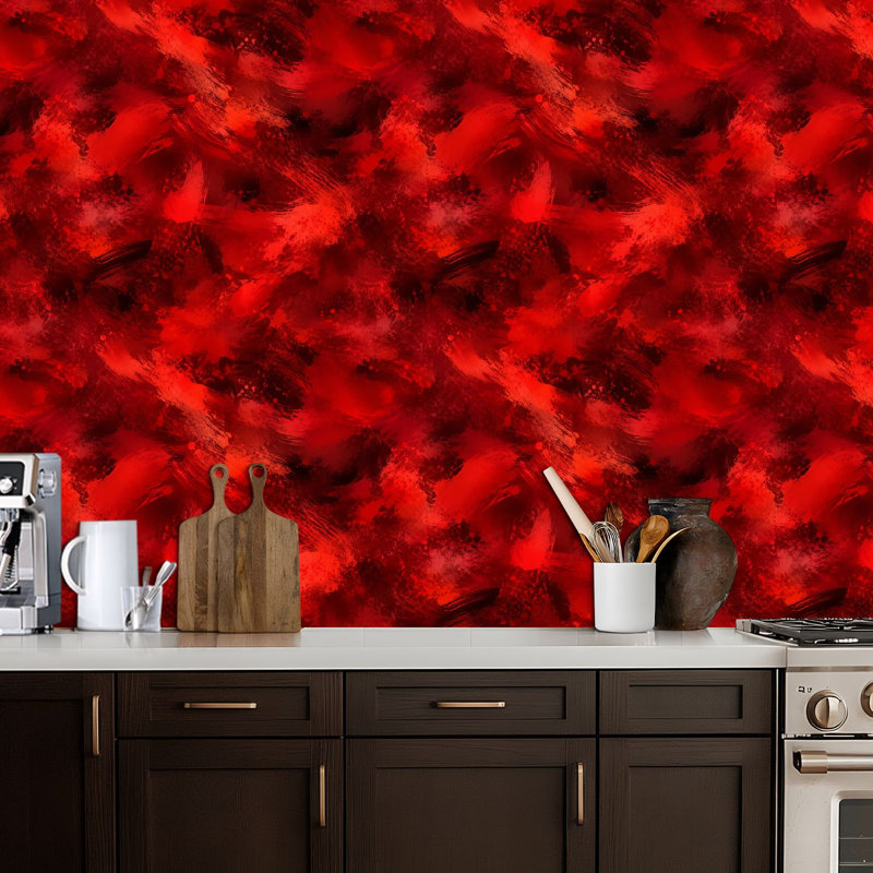 Papier peint auto-adhésif mural et adhésif peint, rouge, vieux, 24 po x 118 po (60 x 300 cm)