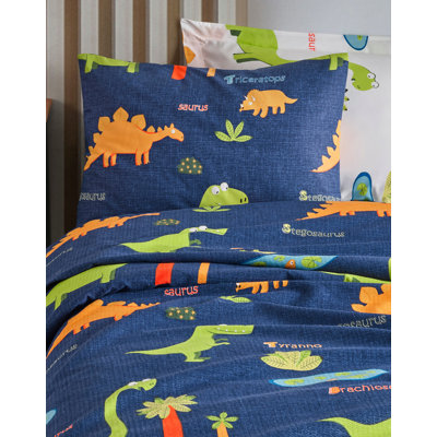 Courtepointe 100% coton bleu foncé / orange / vert Ojour