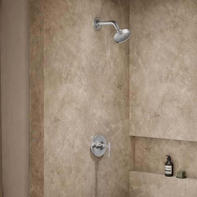 Kohler Purist® Rite-Temp Shower Valve Trim with Lever Handle, Less Showerhead, Polished Chrome
