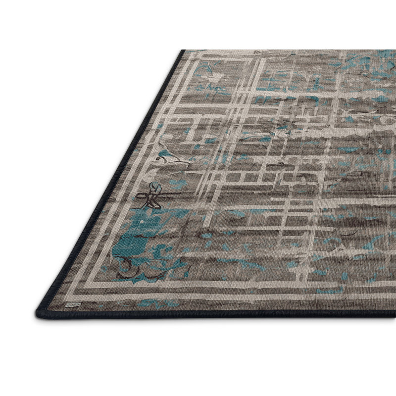 Machine Washable Black Area Rug, Round 8'