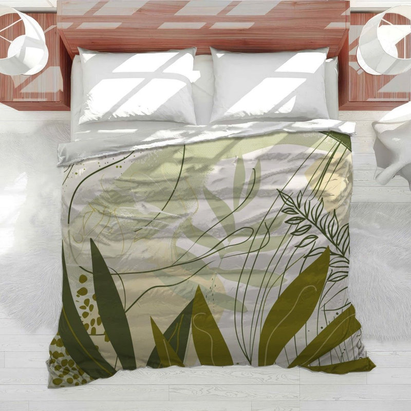 Foliage Cool Pattern Cotton Blend Comforter, Queen Comforter
