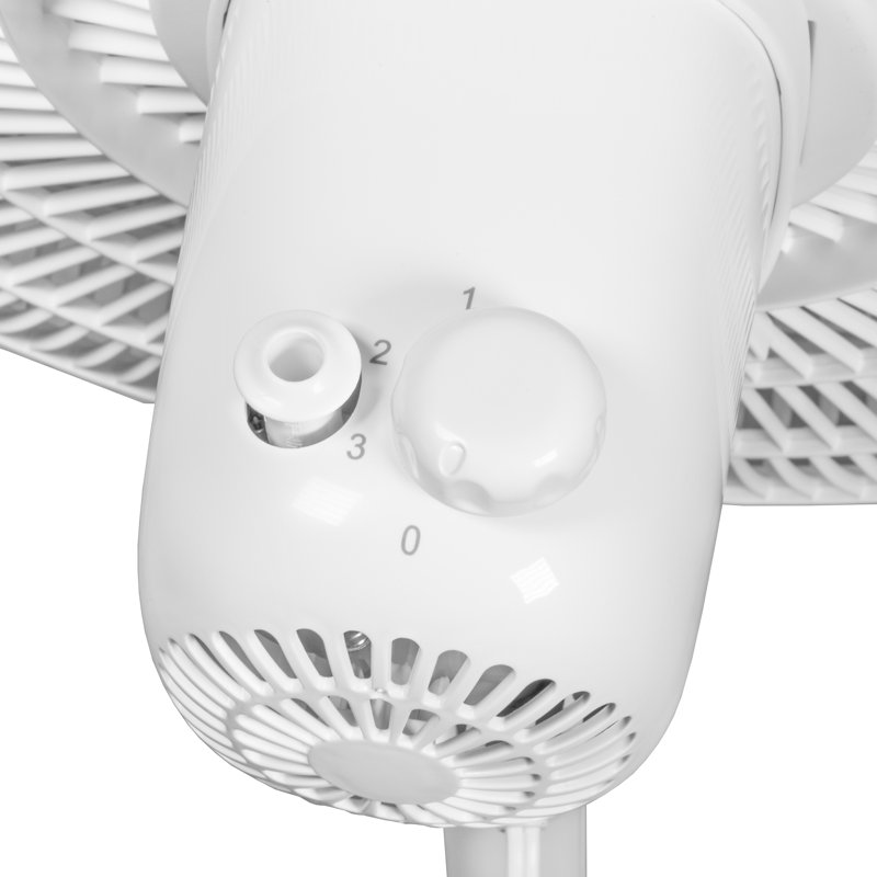 White Adjustable Height Oscillating Floor Fan with Three Speeds