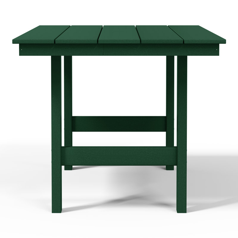 Joubert 34" W x 66" D Plastic Rectangular Patio Dining Table, Dark Green