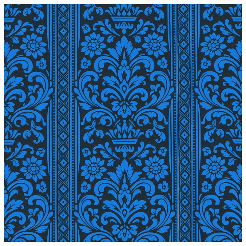 Tapisserie murale damassé florale bleue, 50in H x60in W with 4 Grommets