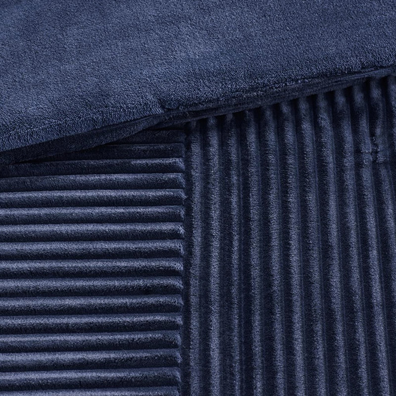Édredon double / grand - couleur marine, duvet synthétique, face nervurée, envers uni, lavable à la machine avec 2 taies décoratives bleu marine, extérieur, lavable à l'intérieur, comprend 1