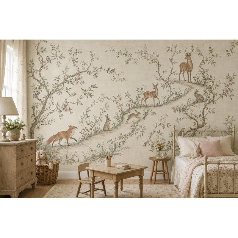 Papier peint Woodland Toile Pastoral Landscape, 120"x96", Peel and Stick