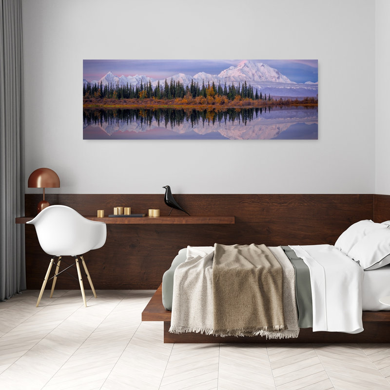 Art mural de forêt d'automne tranquille, H 20 po x l 60 po