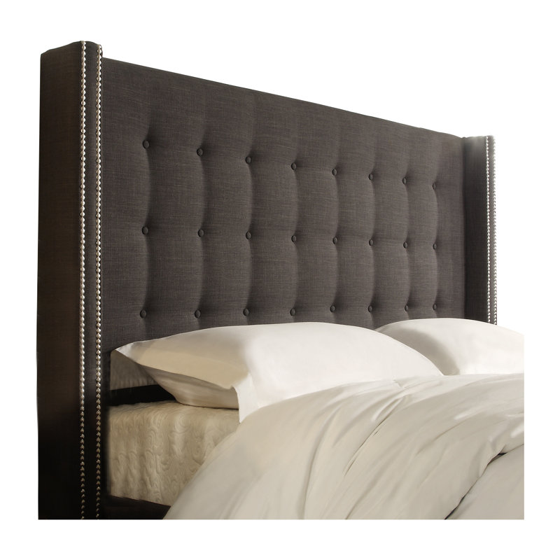 Kaster Upholstered Wingback Bed, Queen, Dark Gray