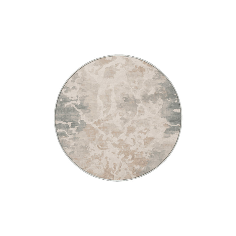 Silky Soft Plush Beige Area Rug, Round 5'