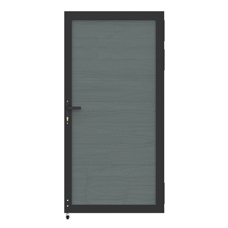 Barrière d'intimité 6 pi avec ensembles de cadre et boutons en métal, Poteau d'acier x l 3 pi, Gris