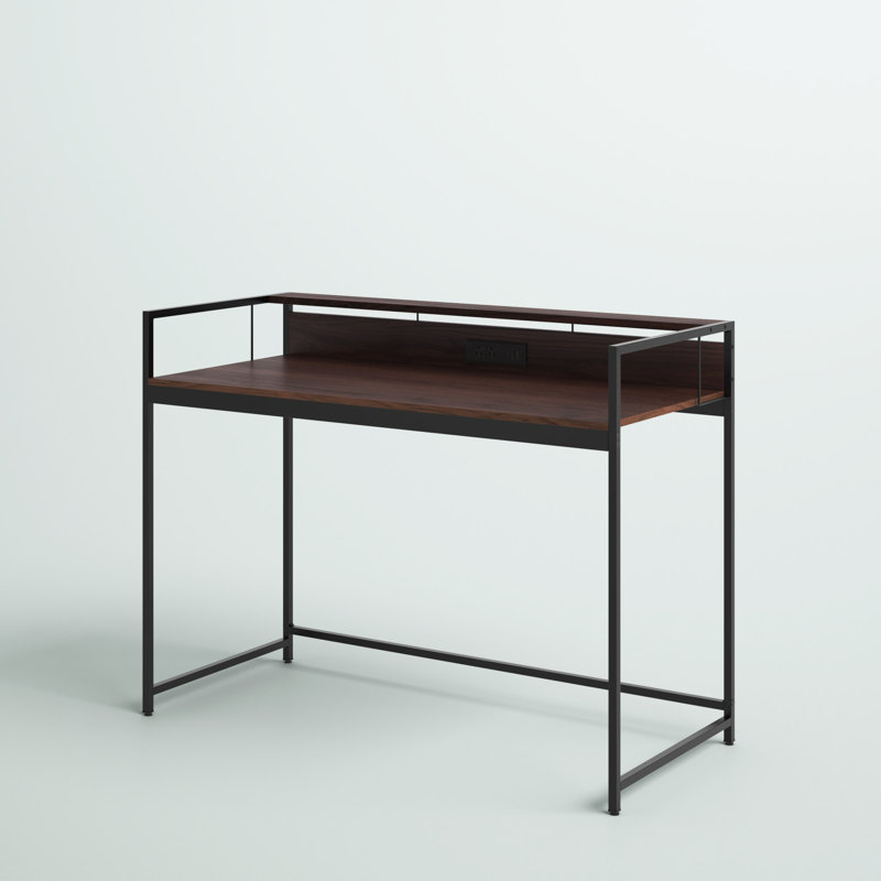 Austrinus Metal Base Writing Desk with Power Outlet