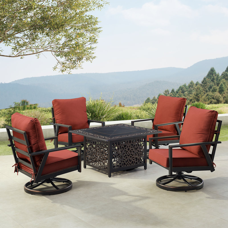 Aaleyah Outdoor 6 - Piece Conversation Set, Red