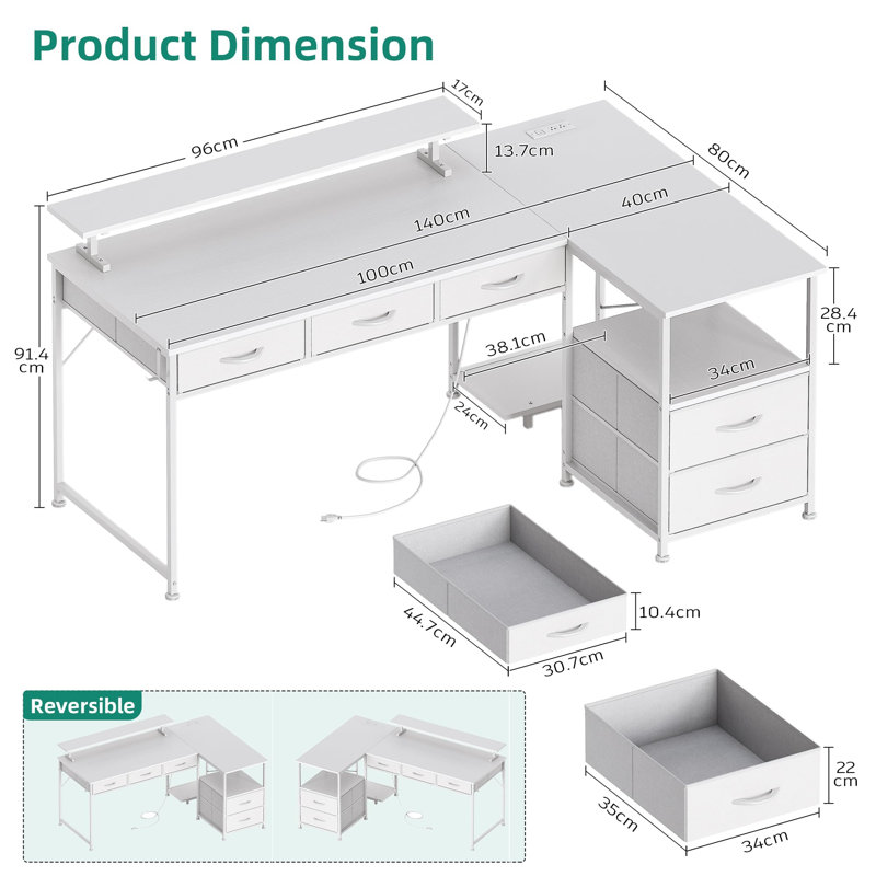Metal Base Computer Desk, White