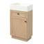 Meuble-lavabo 18,5 po avec lavabo réversible en résine, armoire en panneau de fibres à densité moyenne avec tablette réglable et poignées élégantes en alliage de zinc