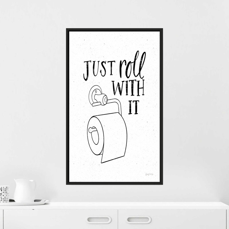 "Bathroom Puns V" par Becky Thorns, reproduction sur toile dans un cadre flottant, H 63,5 po x l 39,5 po