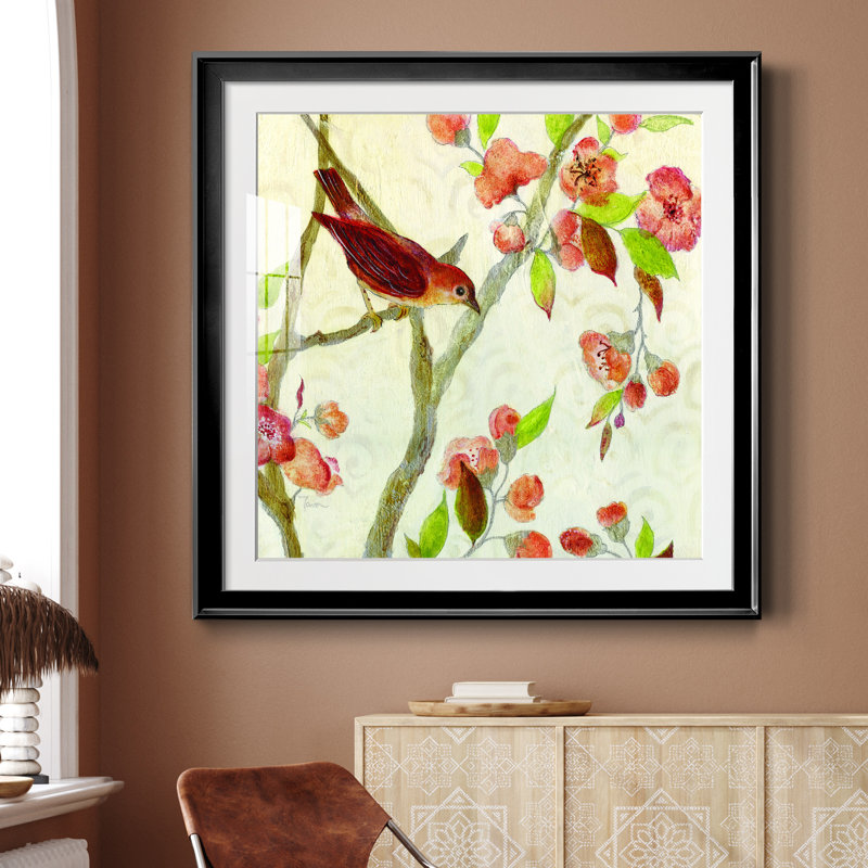 Song of Spring Red Morning - Reproduction d'art sur papier encadrée, H 26,5 po x l 26,5 po x P 1,5 po, Papier encadré noir