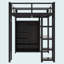 Lit mezzanine double en métal avec bureau, tablettes, garde-robe, noir