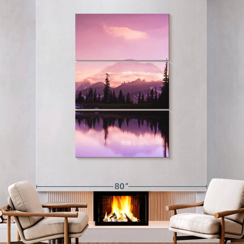 Alvord - Mont Rainier - coucher de soleil mauve, H 74 po x l 48 po