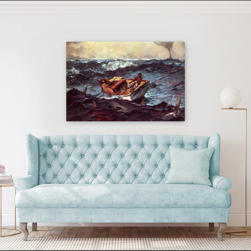 Gulf Stream Classic Abstract Orchid Shark Coastal Ocean Wall Art Print by Winslow Homer - 1 Piece Wrapped Canvas Wall Art