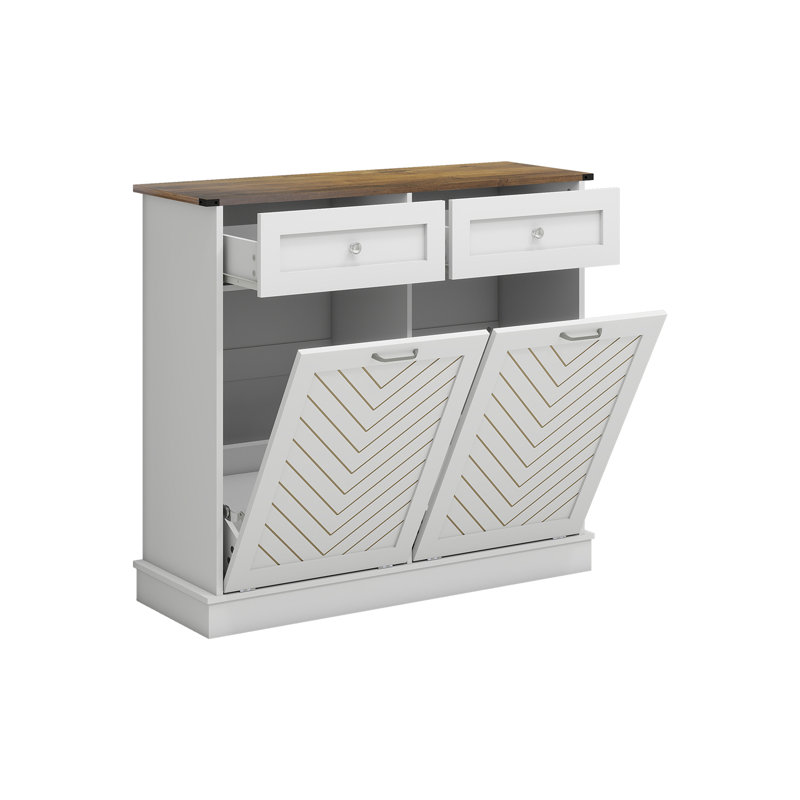 Alsfeld Manufactured Wood Tilt Out Trash Can - 10 Gallons, 36" H x 39.4" W x 13.5" D, White
