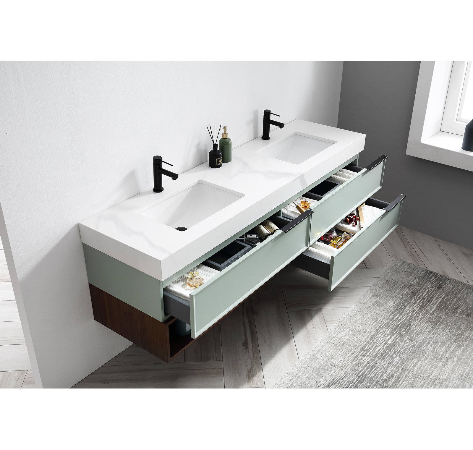 Nikola 72" Cedar Double Bathroom Vanity