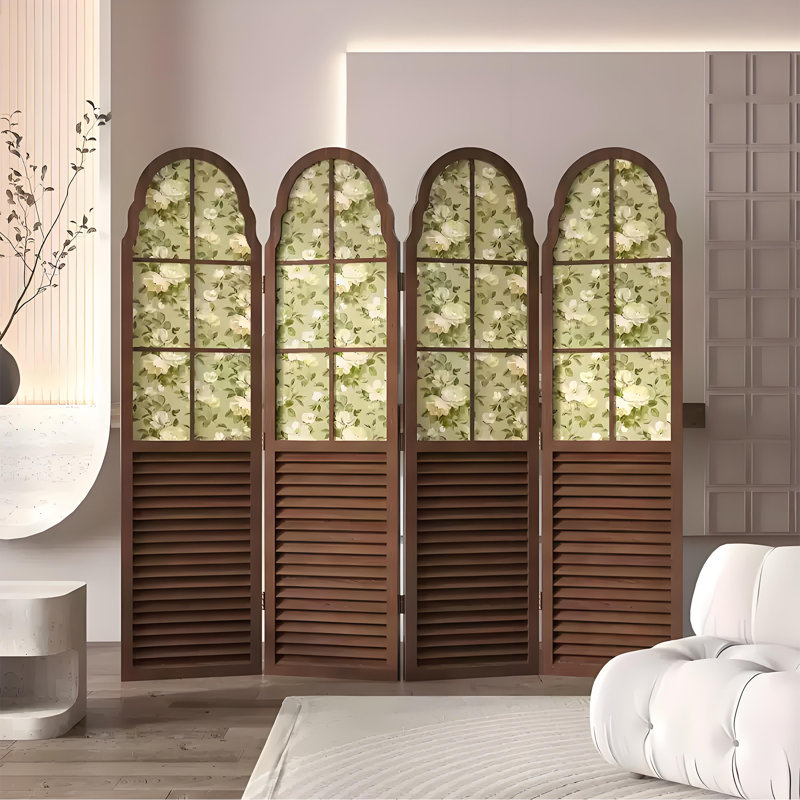 Cloison pliante Peony, Brun / blanc / vert
