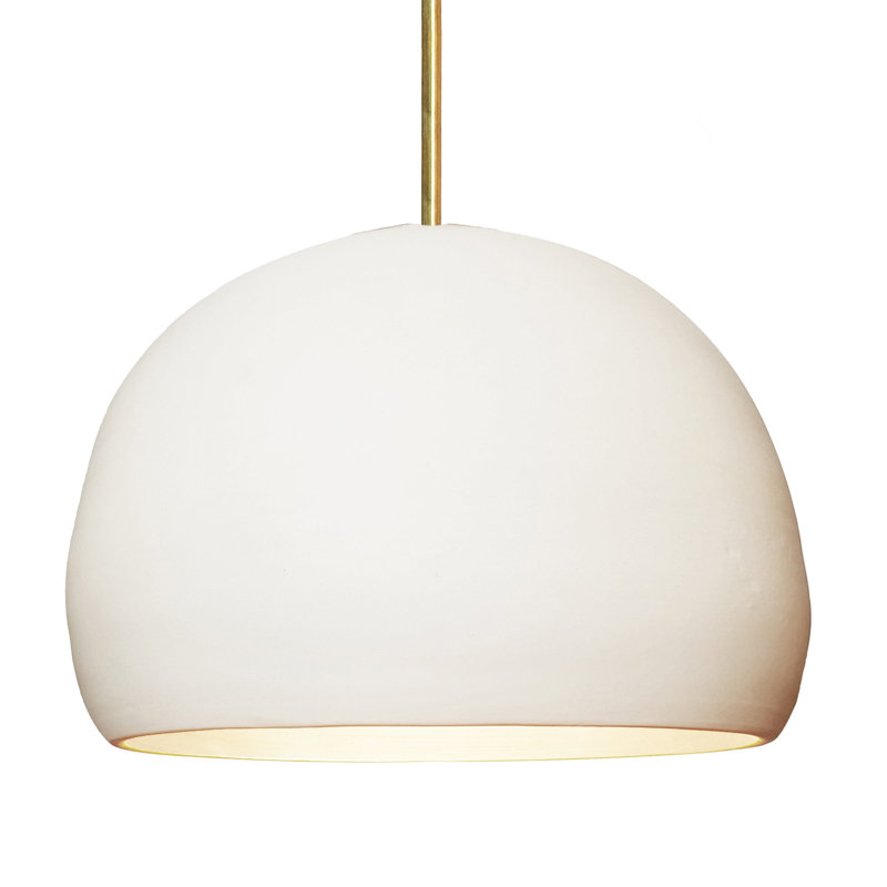 Luminaire suspendu 1 lumière, Laiton, Blanc mat