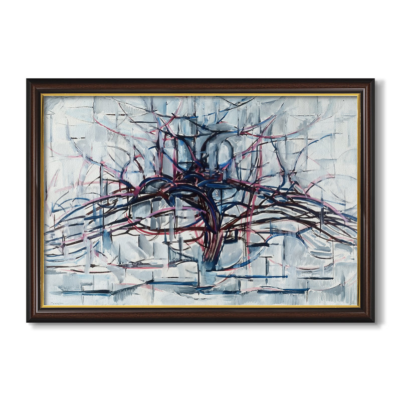 Arbre horizontal, 1912 - Piet Mondrian - Toile encadrée sur mesure, 24x34 INNER SIZE, Framed Canvas, Walnut Gold Lip