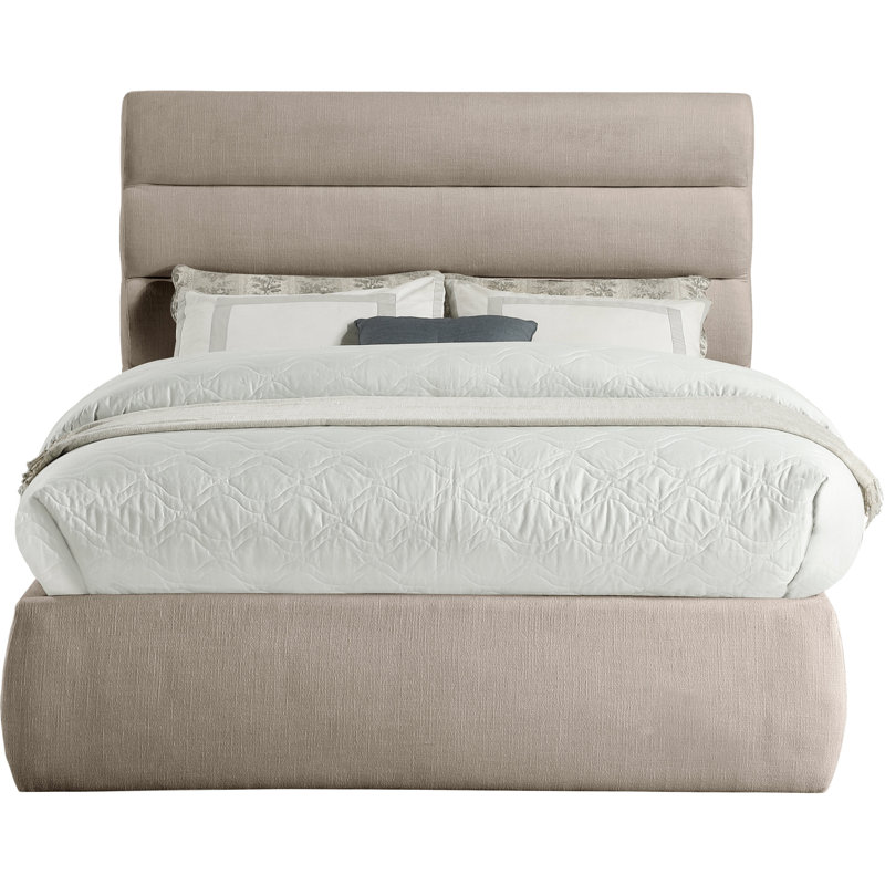 Lit en tissu Adam, Full, Beige Linen Textured Fabric