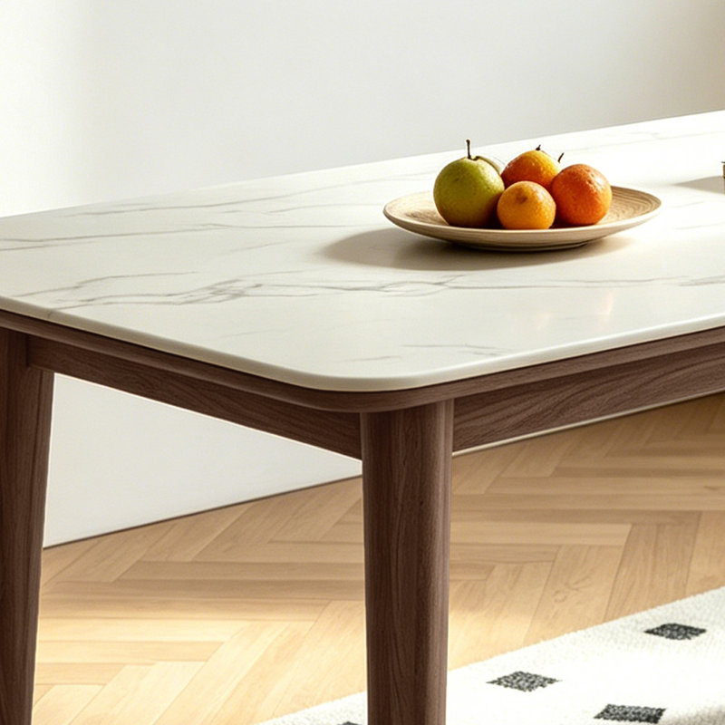 Simplicity Sintered Stone tabletop Solid Wood Dining Table, 78.74