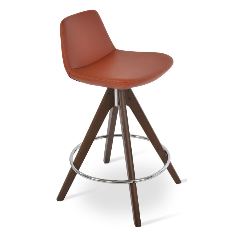 Tabouret Pera Pyramid, Tabouret de comptoir, Noyer, Brique