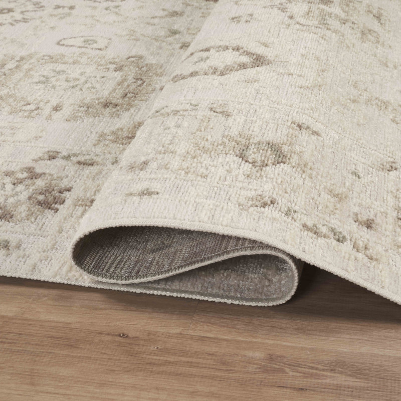 Abani Rugs Traditional Distressed Floral Beige Area Rug, Runner 2'6" x 6'