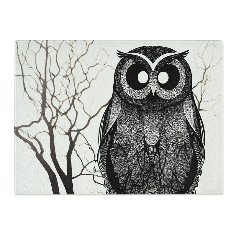 Hopeful Owl  Glass Chopping Board