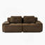 Canapé modulaire en forme de L 82 po, tissu velours côtelé, siège profond, passepoil perlé, conception capitonnée, sans assemblage, base antidérapante, brun-1847704265-1847704271