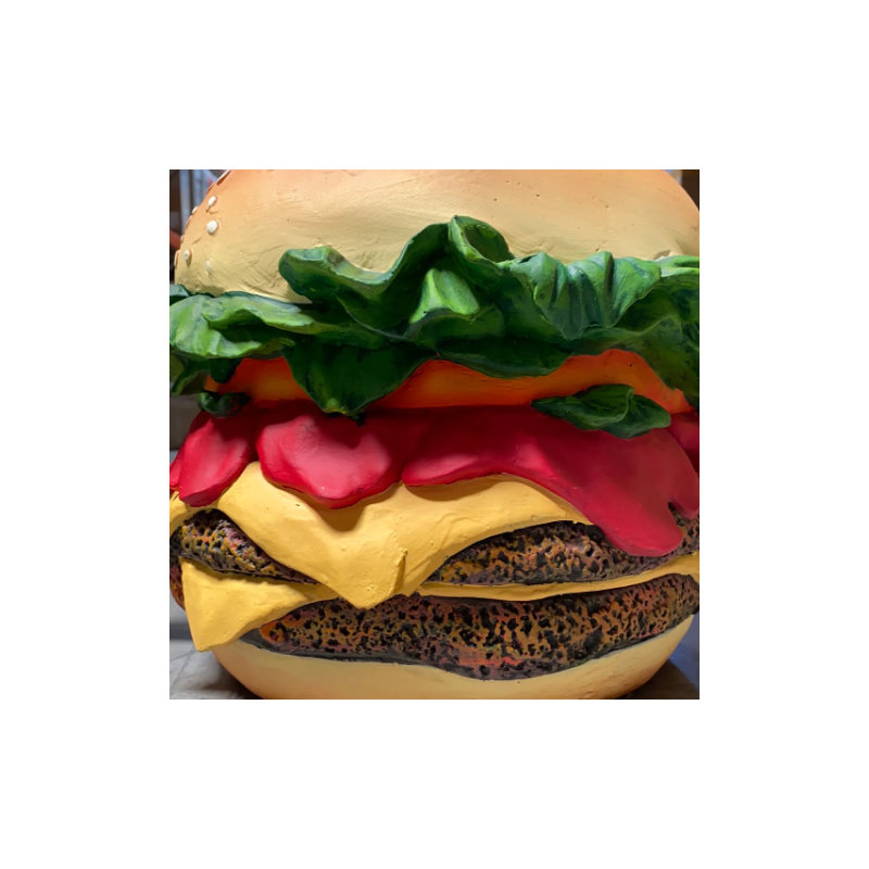 Statue Eilette Cheeseburger, H 14 po x l 14 po x P 16 po