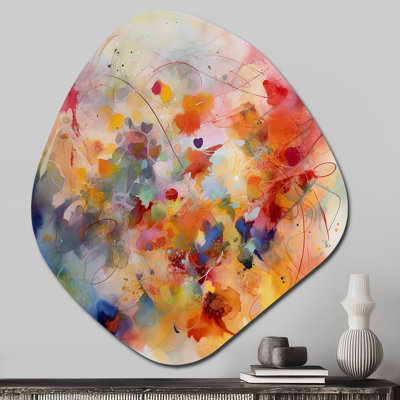 Colorful Transformations Of Flow II - Liquid Ink Unique Shape Metal Print Wall Art, Orange Freeform Metal Wall Decor