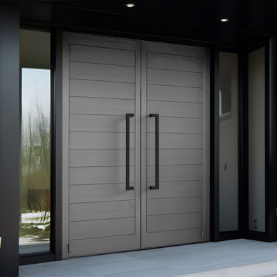 Poignée de porte noire matte à pousser / tirer - Poignée de porte longue contemporaine en acier inoxydable à poussoir pour porte d'entrée en verre