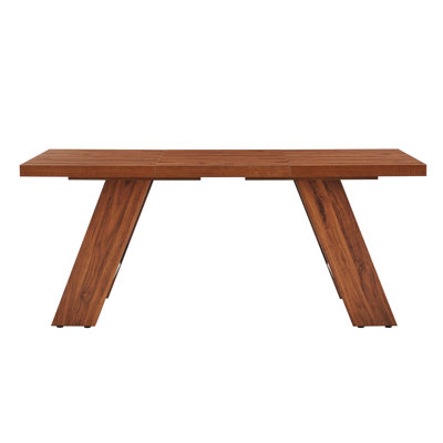 71"×31.5" Walnut Wood Grain MDF Spliced Rectangular Dining Table, Double Inclined Panel Legs, Modern Home Dinner Table For 6-8 People