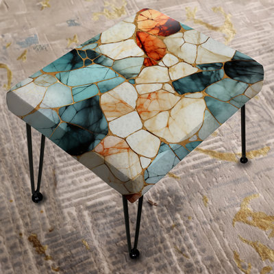 Multicolor Marble Mosaic Harmony Pattern - Marble Rectangle Ottoman