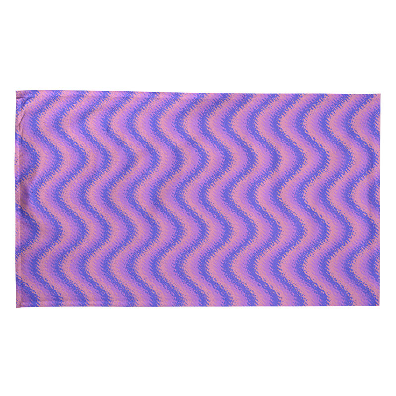 Torchon à rayures ondulées, Croisé en coton, Taupe / bleu marine / mauve