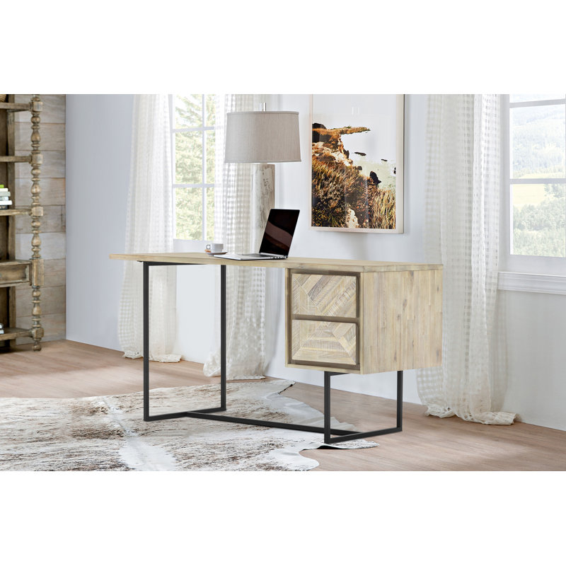 Solid Wood Steel Writing Desk
