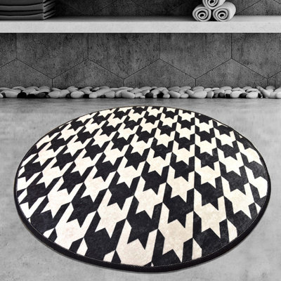Antibacterial Bathmat, 100% Polyester, 55.1 Inch Diameter | Non-Slip Underside, Pile Height: 0.4 Inches, 700 Grams per Square Meter | Machine Washable, Durable & Stylish for Bathroom Safety and Comfort