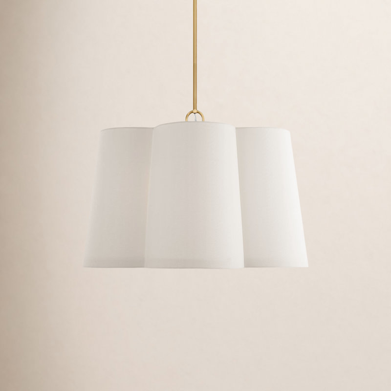 Taj 3-Light Burnished Brass Pendant, 24" H x 28" W x 28" D, 4
