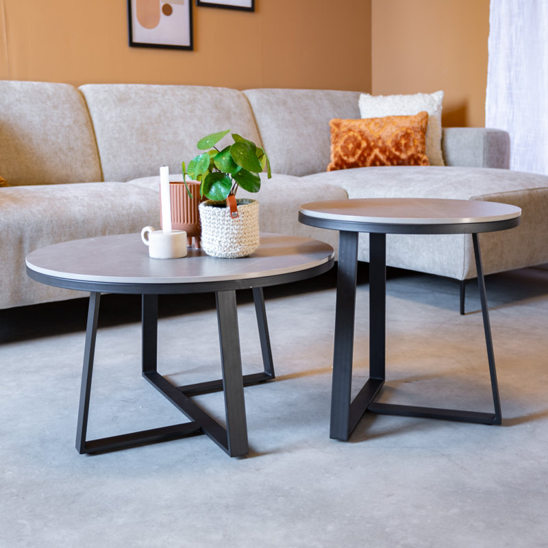 Gernot 2 - Piece Living Room Table Set, Grey/Black