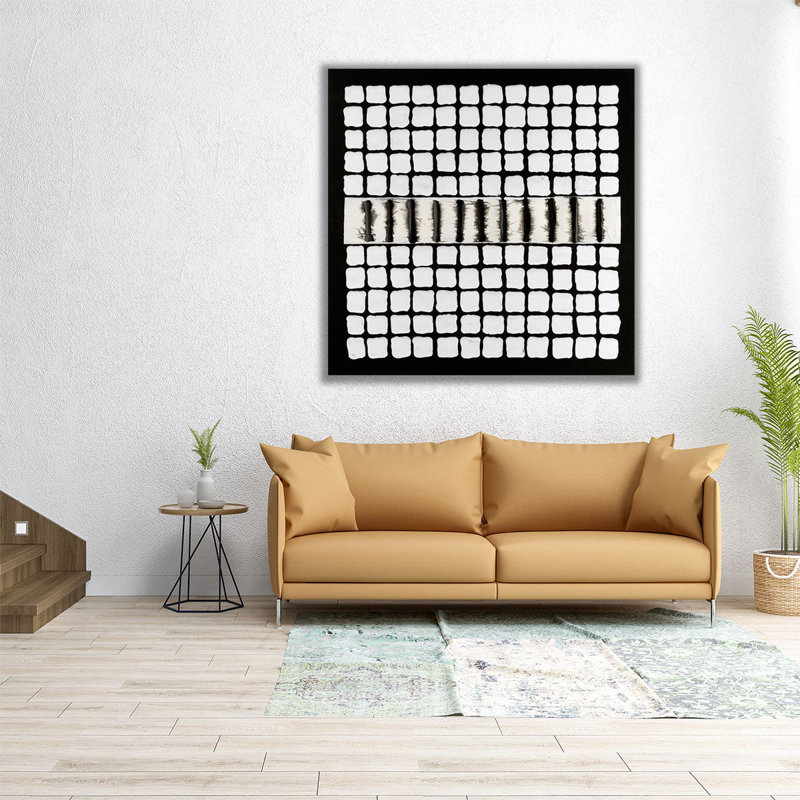 Encounter I, noir et blanc, reproduction d'art sur toile, H 12 po x l 12 po