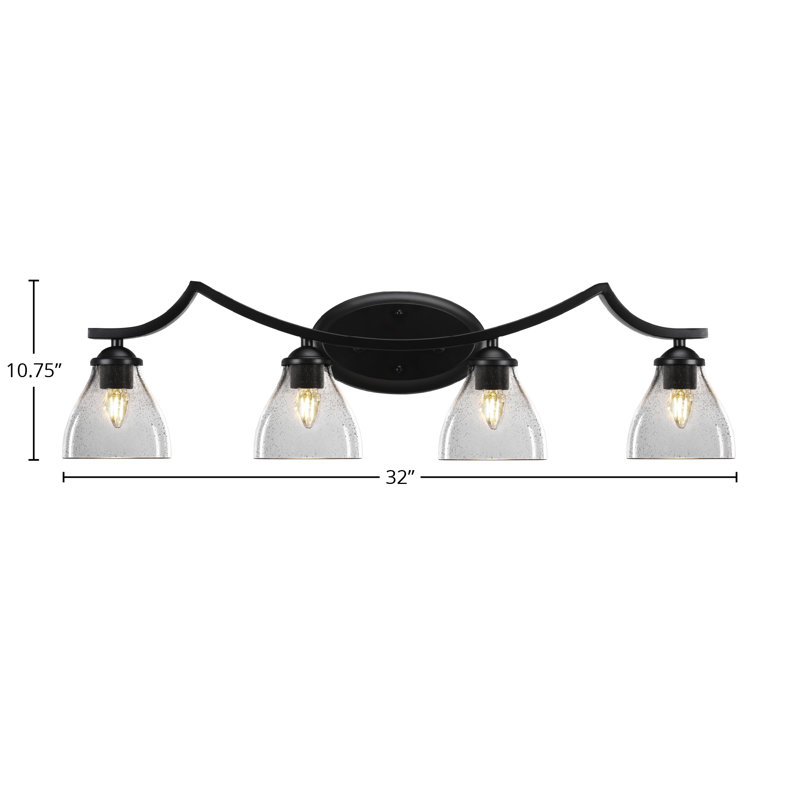 Barre d'éclairage de salle de bain 4 lumières Zilo, Gris, Noir mat