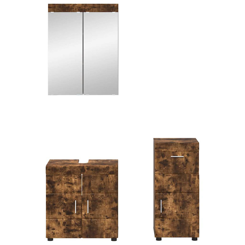 Vanity & Mirror Set, Dark Wood