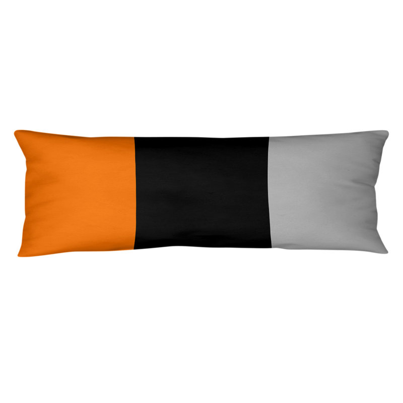 Abel Polyester Medium Pillow, Orange/Black/Silver