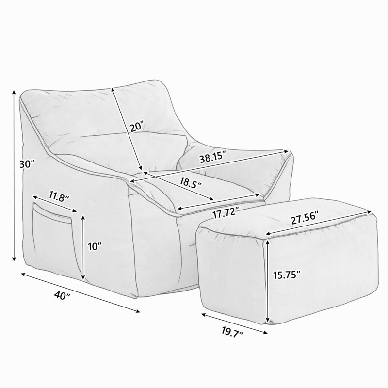 Compression Large Faux Fur Memory Foam Filled Bean Bag Chair For Adults And Kids, Light Coffee Faux Fur