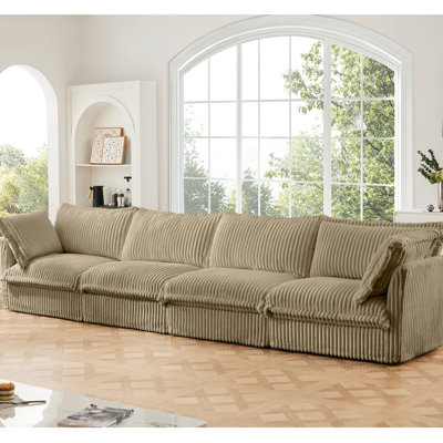 Living Room 4 Seater , Corduroy With Removable Cover And Extra Deep Seat Couch, For